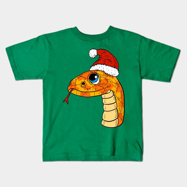 Christmas snake. yellow santa python. Kids T-Shirt by JJadx